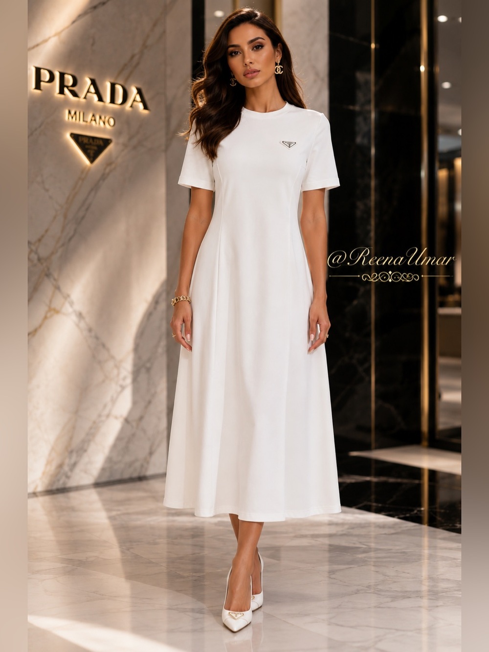 White Short Sleeve Midi T-Shirt Dress